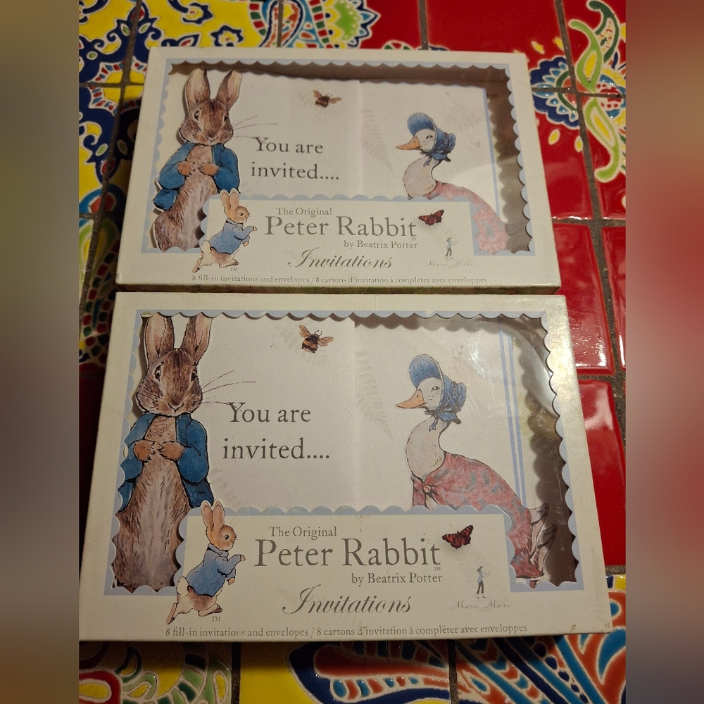 Peter Rabbit Classc Beatrix Potter Party Invitations 16 WEnvelopes Vntg 2010 NIB